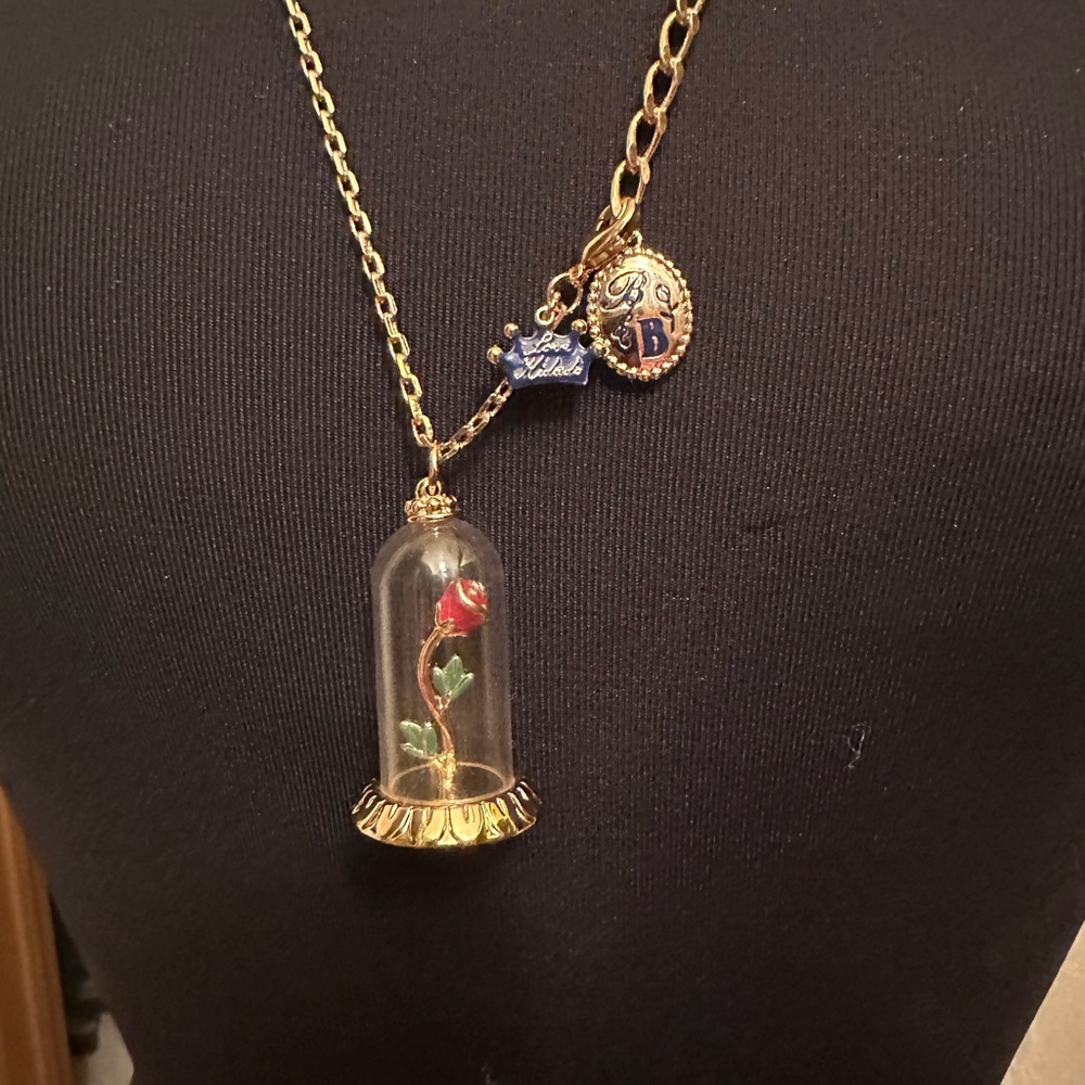 Vintage Disney Couture/ Kidada Beauty & the Beast Enchanted Rose Necklace